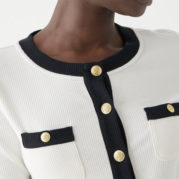 J. Crew Vintage rib lady jacket in Ivory & Black Size M NWT $79.50 - Picture 3 of 8